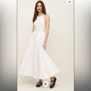 Reformation Halter Percy Linen White Dress